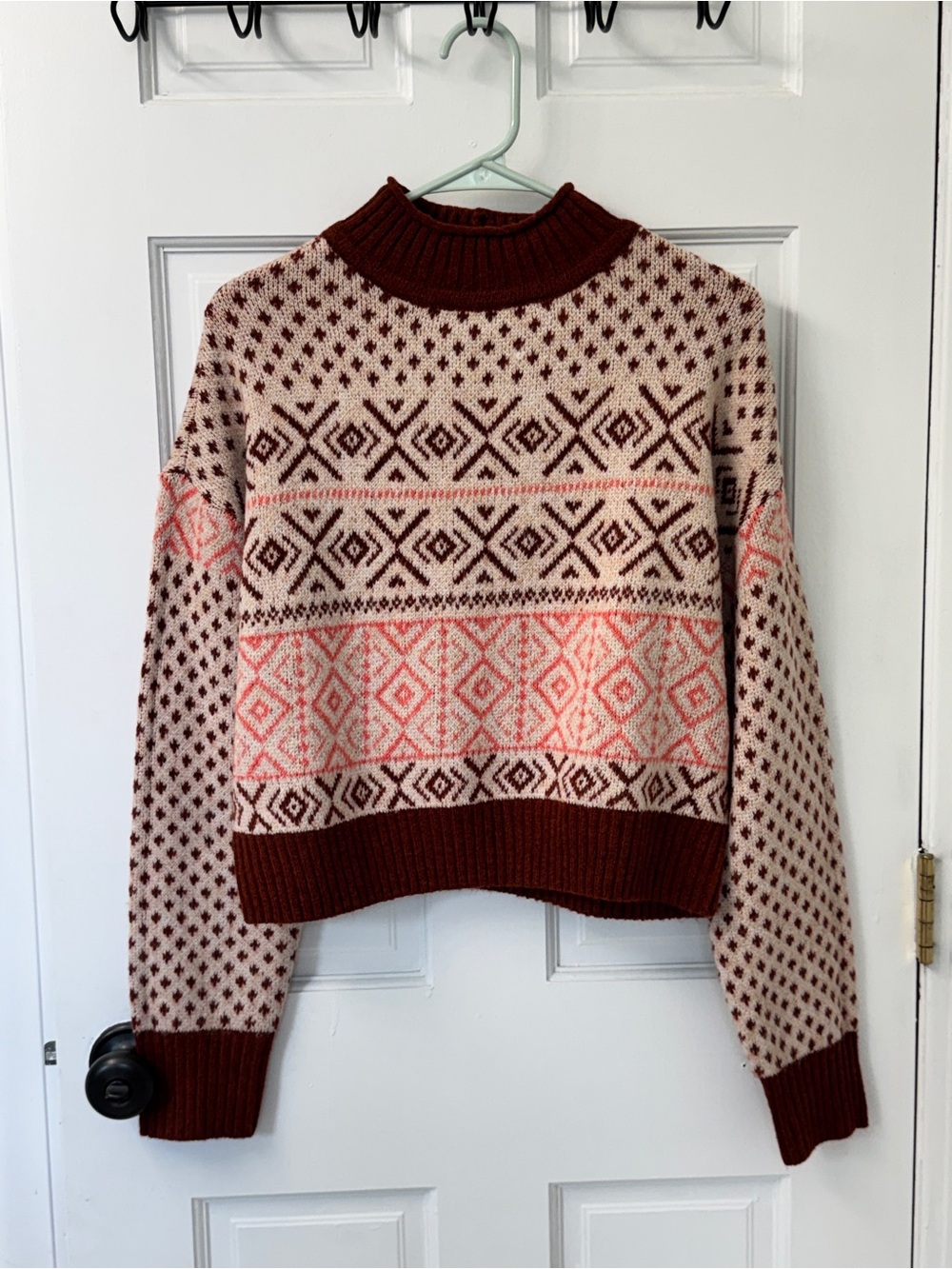 American Eagle Fair Isle Mock Neck Sweater Small - Picture 3 of 7
